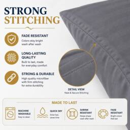 Homes-Linen Microfiber Stripe Pillowcases Set of 2 Hotel Quality in Dark Grey - Size: Standard Pillow Case - thumbnail 4