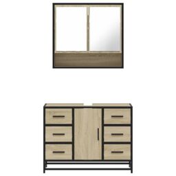 Berkfield Home 2 Piece Bathroom Furniture Set Sonoma Oak Engineered Wood in Brown - thumbnail 5