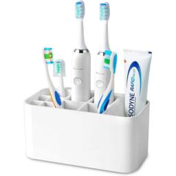 Kelvenix Wall-Mounted Toothbrush Holder Toothbrush Rack Set in White
