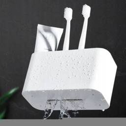 Kelvenix Wall-Mounted Toothbrush Holder Toothbrush Rack Set in White - thumbnail 5