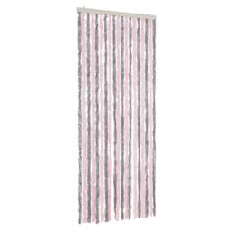 Berkfield Home Fly Curtain Silver Grey & Pink 56x185 cm Chenille - thumbnail 2