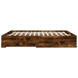 Berkfield Home Modern Bed Frame with Drawers without Mattress Smoked Oak 200x200 cm in Brown - thumbnail 5