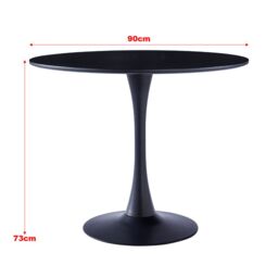 Living and Home Coffee Table Set of Round Dining Table & 2 PU Leather Dining Chairs in Black - thumbnail 7