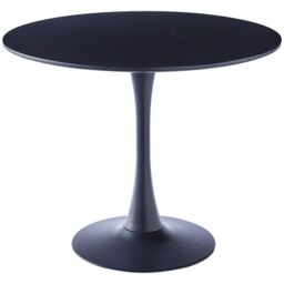 Living and Home Coffee Table Set of Round Dining Table & 2 PU Leather Dining Chairs in Black - thumbnail 3