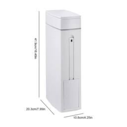 KORVIXA Slim Trash Can with Cleaning Brush & Lid Waste Bin in White - Size: 0.6m2 - thumbnail 2