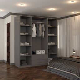 Sliding Wardrobes 4U Modern Wardrobe 4 Door High Gloss Wardrobe W 160cm x H 200cm x D 50cm in Grey - thumbnail 2