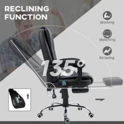 VINSETTO Ergonomic Heated 6 Points Vibration Massage Executive Chair Black - thumbnail 5
