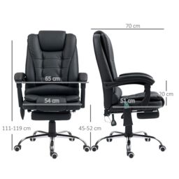 VINSETTO Ergonomic Heated 6 Points Vibration Massage Executive Chair Black - thumbnail 3