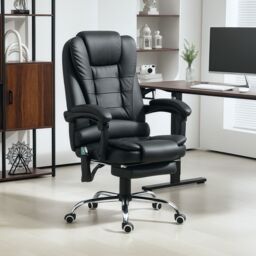 VINSETTO Ergonomic Heated 6 Points Vibration Massage Executive Chair Black - thumbnail 1