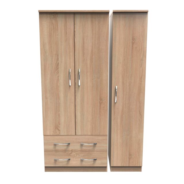 Ready Assembled 2 U Hampshire Triple 2 Drawer Wardrobe (Ready Assembled) in Light Oak - image 1