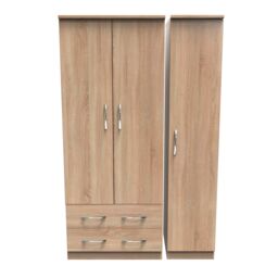 Ready Assembled 2 U Hampshire Triple 2 Drawer Wardrobe (Ready Assembled) in Light Oak - thumbnail 1