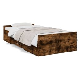 Berkfield Home Bed Frame with Drawers without Mattress Smoked Oak 75x190 cm Small Single in Brown - thumbnail 2