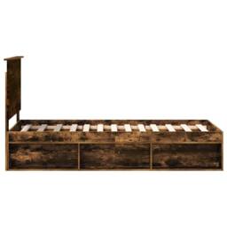 Berkfield Home Bed Frame with Headboard Smoked Oak 75 x 190 cm Solid Pine Wood in Brown - thumbnail 8