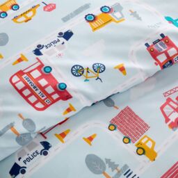Happy Linen Company Road Trip Transport Cars Duvet Cover Quilt Bedding Set in Blue - Size: Toddler - thumbnail 4