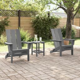 Berkfield Home Foldable Adirondack Chairs 2 pcs Light Grey 74.5x80.5x90 cm HDPE - thumbnail 3