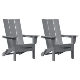 Berkfield Home Foldable Adirondack Chairs 2 pcs Light Grey 74.5x80.5x90 cm HDPE - thumbnail 2