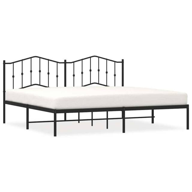 Berkfield Home Metal Bed Frame with Headboard Black 193x203 cm - image 1