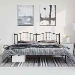 Berkfield Home Metal Bed Frame with Headboard Black 193x203 cm - thumbnail 3