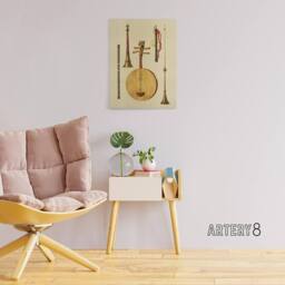 "Artery8 Japanese Musical Instruments Gibb Vintage Canvas Wall Art in Beige - Size: W18"" x H24""" - thumbnail 3