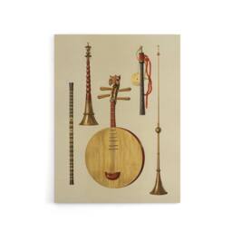 "Artery8 Japanese Musical Instruments Gibb Vintage Canvas Wall Art in Beige - Size: W18"" x H24""" - thumbnail 1