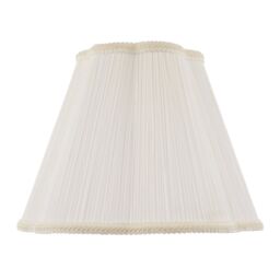 Happy Homewares White Victorian Pleated Faux Silk Lamp Shade with Embroidered Trims - Size: 12 inches - thumbnail 1
