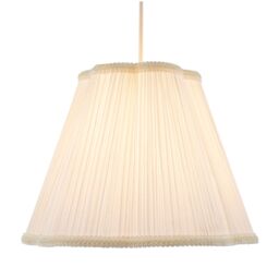 Happy Homewares White Victorian Pleated Faux Silk Lamp Shade with Embroidered Trims - Size: 12 inches - thumbnail 2