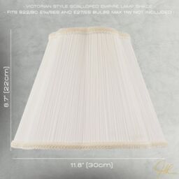 Happy Homewares White Victorian Pleated Faux Silk Lamp Shade with Embroidered Trims - Size: 12 inches - thumbnail 7