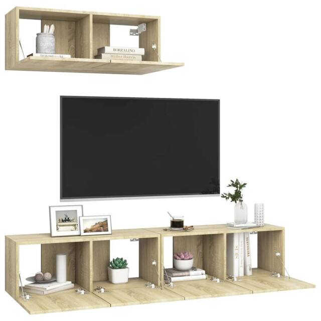 Berkfield Home TV Cabinets 3 pcs Sonoma Oak Engineered Wood in Light Oak - image 1