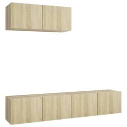 Berkfield Home TV Cabinets 3 pcs Sonoma Oak Engineered Wood in Light Oak - thumbnail 3