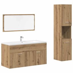 Berkfield Home 3 Piece Bathroom Furniture Set Artisan Oak Engineered Wood in Brown - thumbnail 2