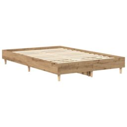 Berkfield Home Bed Frame No Mattress Artisan Oak 135x190 cm Double Engineered Wood in Brown - thumbnail 4