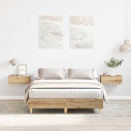 Berkfield Home Bed Frame No Mattress Artisan Oak 135x190 cm Double Engineered Wood in Brown - thumbnail 1