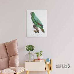 "Artery8 Yellow Crowned Amazon Parrot Levaillant Canvas Wall Art Print in White - Size: W12"" x H16""" - thumbnail 3