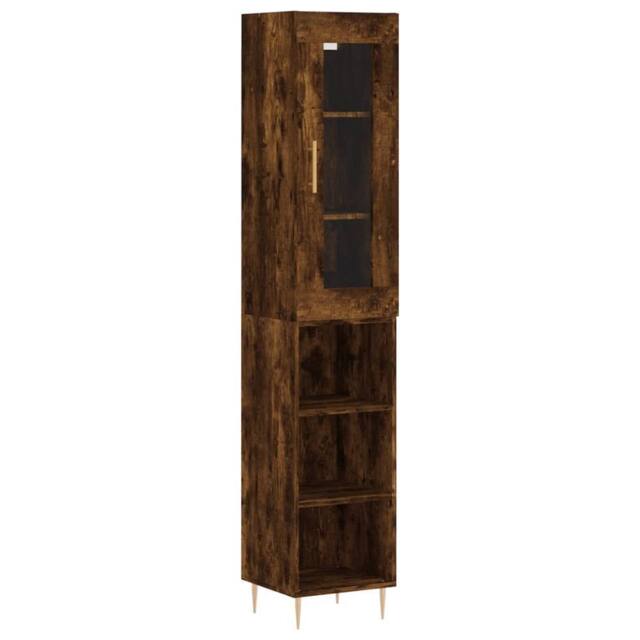 Berkfield Home Highboard Smoked Oak 34.5x34x180 cm Engineered Wood in Brown - image 1