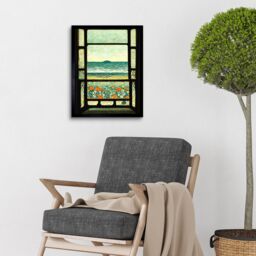 "Artery8 A Sea View Seaside Beach Flowers William Morris 12x16"" Framed Art - Size: W12"" x H16""" - thumbnail 2