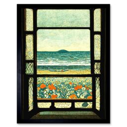"Artery8 A Sea View Seaside Beach Flowers William Morris 12x16"" Framed Art - Size: W12"" x H16""" - thumbnail 1