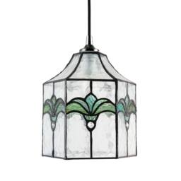 Happy Homewares Classic Lantern Tiffany Pendant Shade with Clear Water Glass & Emerald Green - thumbnail 1