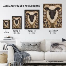 "Artery8 Botanical Filigree Design with Ram Sheep Head Framed Art Print in Brown - Size: W12"" x H16""" - thumbnail 3