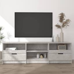 Berkfield Home TV Cabinet Concrete Grey 150x33.5x45 cm Engineered Wood - thumbnail 2