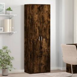 Berkfield Home Highboard Smoked Oak 60x35x180 cm Engineered Wood in Brown - Size: 60 x 35 x 180 cm - thumbnail 2