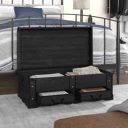 Berkfield Home Treasure Chest Wood Black 90x51x42 cm - Size: 90 x 51 x 42 cm - thumbnail 3