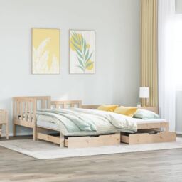 Berkfield Home Daybed with Trundle & Drawers without Mattress 90x190 cm Single in Brown - thumbnail 1