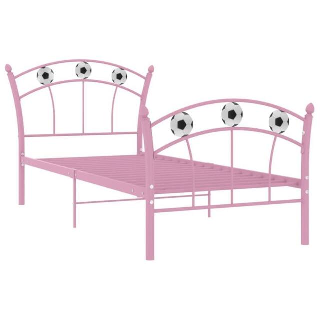 Berkfield Home Bed Frame with Football Design Pink Metal 90x200 cm - image 1