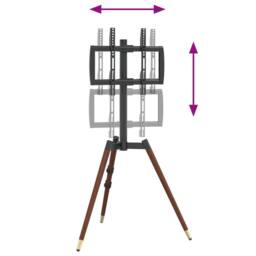 Berkfield Home TV Tripod Stand for 37-65 Inch Screen Max VESA 400x400 mm 40 kg in Black - thumbnail 7