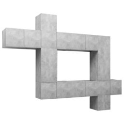 Berkfield Home 10 Piece TV Cabinet Set Concrete Grey Engineered Wood - thumbnail 2