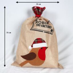 Shatchi Large Santa Sack Stocking Printed Pattern Burlap Hessian Linen Xmas Sock Christmas Hanging Gift Bags Home Decorations Snow - thumbnail 3
