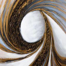 Modish Furnishing Blue White & Gold Swirl Textured Canvas - thumbnail 4