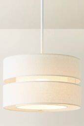 ValueLights Sophia Linen Tier 30cm Drum Easy Fit Ceiling Light Lamp Shade & Bulb in Natural - thumbnail 3