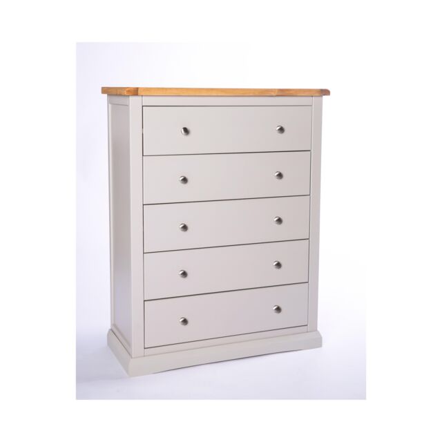 Cabinet Bits Loreo 5 Drawer Chest of Drawers Chrome Knob in Light Grey - image 1