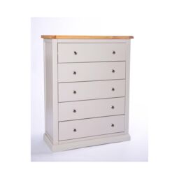 Cabinet Bits Loreo 5 Drawer Chest of Drawers Chrome Knob in Light Grey - thumbnail 1